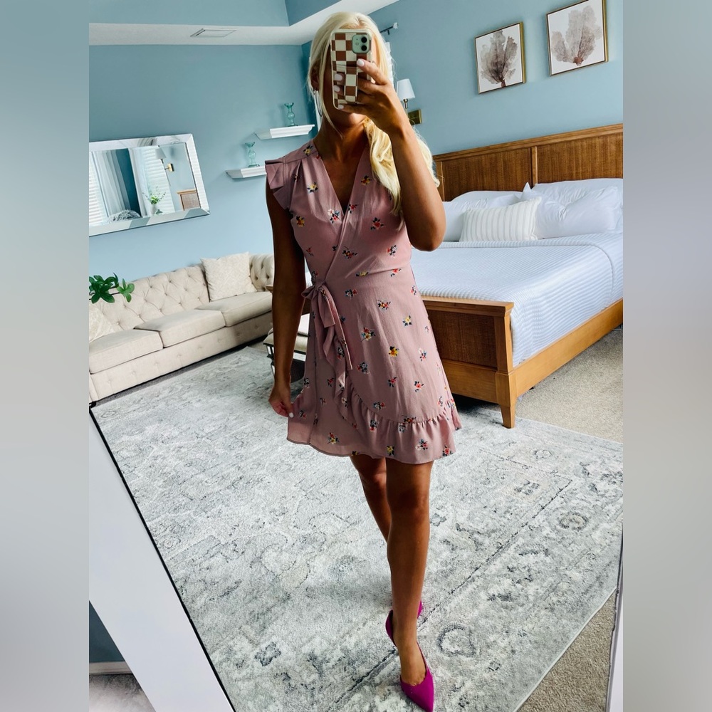 Dress size small. Pink with flowers. Like new only worn once